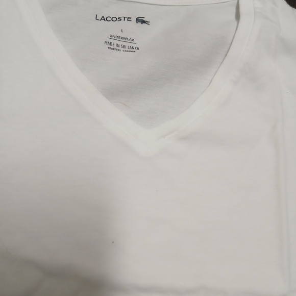 Lacoste Men's V-Neck White Undershirt - Picture 6 of 8